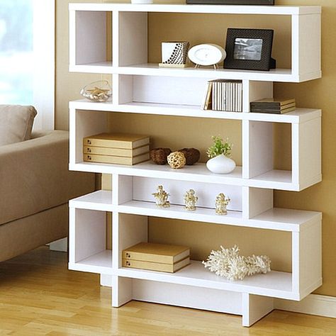 Accent Shelves, Computer Armoire, Bookcase Bedroom, Wood Crafting, Modern Bookshelf, Regal Design, Modern Shelf, Bookshelf Design, White Bookcase