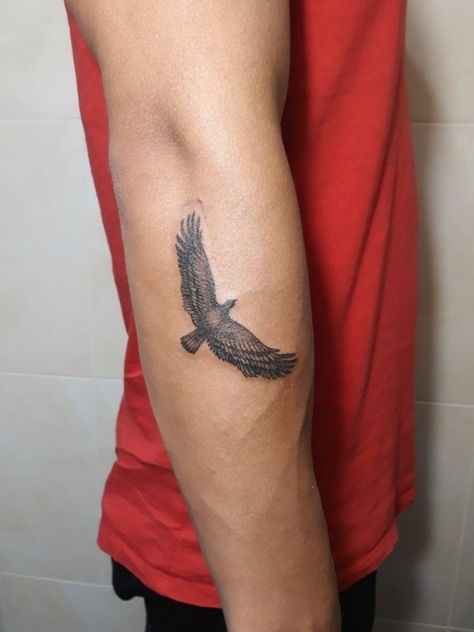 eagle #legtattoos #tattoosformen Small Eagle Tattoo Men Forearm, Forearm Tattoo Men Eagle, Eagle And Sun Tattoo, Eagle Small Tattoo, Tatoos Men Arm Small Simple, Simple Tattoos Men Forearm, Small Eagle Tattoo Men, Simple Forearm Tattoo Men, Mens Simple Tattoos