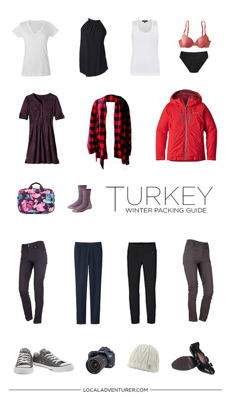 What to Pack for Turkey in Winter (Istanbul and Cappadocia) - even with bulkier items, if you pack versatile pieces, you'll have plenty of room left to bring home turkish delight! // localadventurer.com Winter Outfits For Turkey, Turkey Winter Outfits Women, Turkey In Winter, Winter Istanbul, Turkey Clothes, Best Travel Pants, Turkey Trip, Travel Hack, Winter Travel Outfit