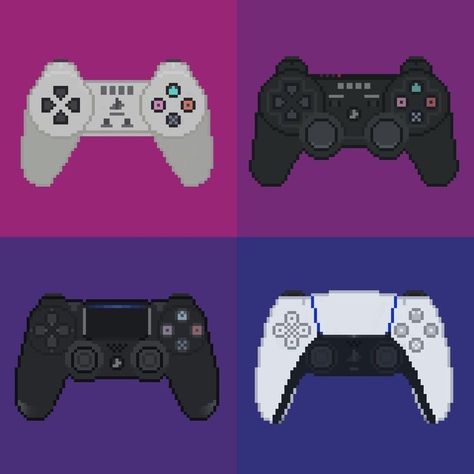 Playstation Pixel Art, Controller Pixel Art, Pixel Controller, Japan Graphic Design, Gta 6, Playstation Controller, Pixel Art Background, Using Procreate, Diy Perler Bead Crafts