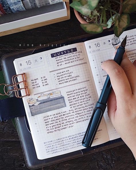 Aina Kristina, Life Organisation, Hobonichi A6, Hobonichi Planner, Journal Entry, Agenda Planner, Taking Notes, Bullet Journal Art, Bujo Inspiration