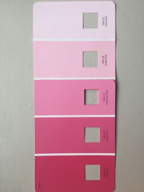 valspar pink ombré paint swatches Pink Colour Room Bedrooms, Pink Paint Accent Wall, Bubblegum Pink Paint, Shades Of Pink Paint Bedroom, Pink Wall Color Combination, Dark Pink Wall Paint, Pink Paint Shades, Light Pink Bedroom Walls Paint Colors, Barbie Pink Paint Color