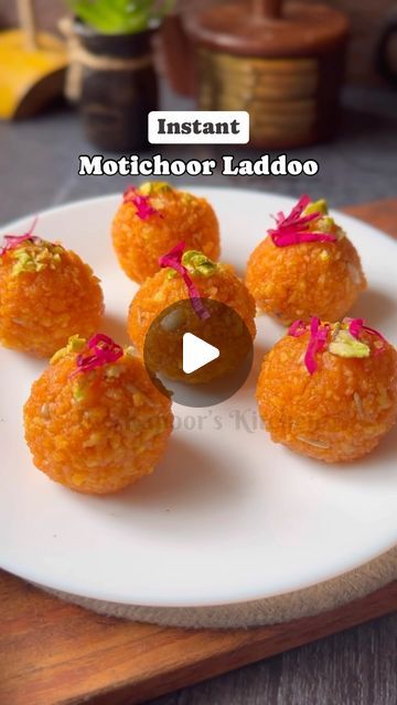 The Kapoor’s Kitchen on Instagram: "Asaan wale Mootichoor Laddoo ❤️💕  Do support by a like, share, comment, save and don’t forget to tag your family and friends  Follow us @thekapoors_kitchen  Follow us @thekapoors_kitchen  Follow us @thekapoors_kitchen   Ingredients: 1 cup besan 3/4 cup water 1 cup sugar 1 cup water (sugar syrup) 1/4 tsp elaichi powder Orange food color  2 tbsp seeds of your choice Nuts to top  #thekapoorskitchen #motichoor #motichoorladoo #laddoo #homemade #dessert #indiansweet #indianfood #desifood #indian #food #recipe #sweet #besanladdoo" Laddoo Recipe, Cooking Shooking, Orange Food, Kitchen Ingredients, Orange Food Coloring, Homemade Dessert, Recipe Sweet, Sugar Syrup, Videos Cooking