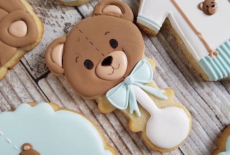 Teddy Bear Cookies, Baby Teddy Bear, Baby Teddy, Bear Cookies, Baby Cookies, Treat Ideas, Baby Rattle, Cookie Designs, The Client