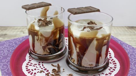 Chocolate Vodka Drinks, Chocolate White Russian, Chocolate Vodka, Serving Glasses, Chocolate Curls, The Bandit, White Russian, Vodka Drinks, Chocolate Syrup