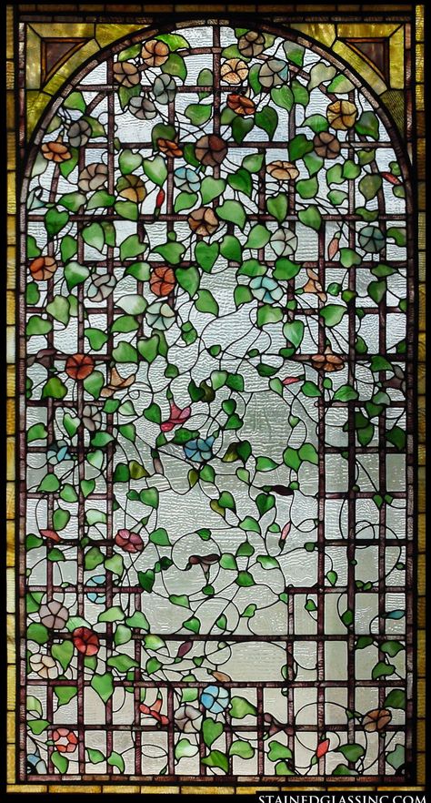 "Trumpet Vines" Stained Glass Window Stained Glass Window Film, زجاج ملون, Mosaic Stained, Antique Stain, Window Privacy, Window Film Privacy, Art Stained, Stained Glass Designs, Time Zone