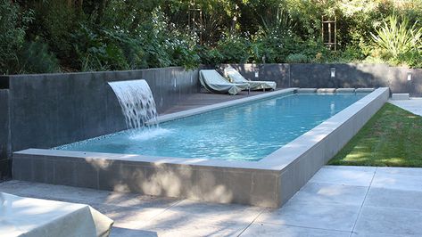 Smooth Stucco, Backyard Ideas For Small Yards, Swimming Pool Construction, Custom Swimming Pool, Pool Landscape Design, Backyard Fireplace, Backyard Water Feature, Waterfalls Backyard, Backyard Pool Landscaping