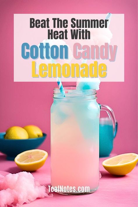 Are you in search of a new lemonade idea? Check out our cotton candy lemonade - fun, approved by children, and featuring cotton candy infusion for a truly unique drink experience! Explore these delightful drinks today that are perfect for the hot season and get your free meal planner printable! Here's to a vibrant and sweet summer! Cheers! Galaxy Lemonade Recipe, Cotton Candy Drink Recipe, Flavored Lemonade Bar, Cotton Candy Drink For Kids, Lemonade Flavors Recipes, Fun Summer Drinks For Kids, Lemonade Trailer Ideas, Taylor Swift Drinks For Kids, Cotton Candy Drinks Non Alcoholic