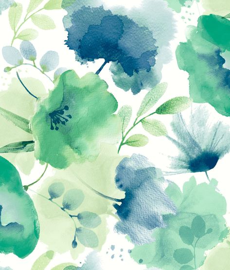 sample watercolor bouquet wallpaper in blue green from the blooms second edition resource library 1 Bouquet Wallpaper, Green Floral Wallpaper, Watercolor Floral Wallpaper, York Wallpaper, Watercolor Bouquet, W Wallpaper, York Wallcoverings, Wallpaper Direct, Green Watercolor