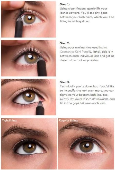 8 Ways for You to Tightline Your Eyes - Pretty Designs Tightline Eyes, Tightlining Eyes, Makeup Tutorial Foundation Flawless Face, Eyeliner Hacks, Makeup Tutorial Foundation, Eyeliner Styles, Eye Liner Tricks, Eye Makeup Steps, Mascara Tips