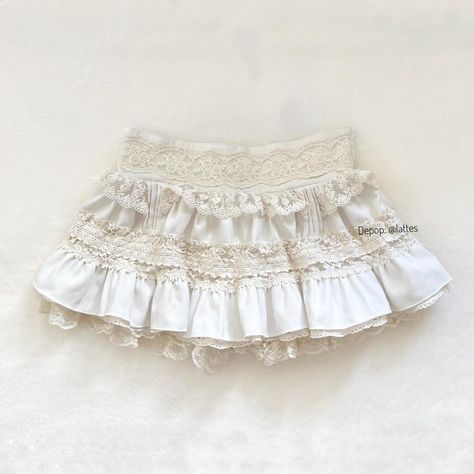 Layered Mini Skirt, Lace Mini Skirt, White Lace Skirt, Cream White Color, Ruffle Mini Skirt, Liz Lisa, Goth Grunge, Cute Skirts, Dream Clothes