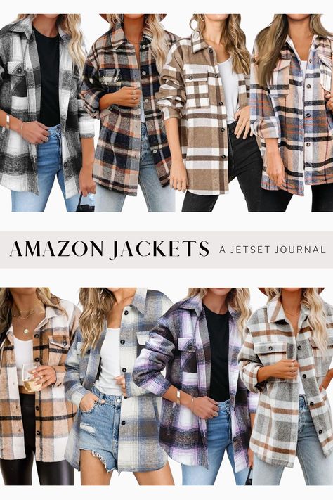 A shacket is the perfect mix between a button down shirt and a jacket. It’s a lightweight layer that you can throw on over any outfit to add style and warmth! These plaid options from Amazon are perfect for fall and heading into winter months. If you're looking for the perfect Women's fashion for winter, a comfy casual plaid shacket is a great choice! Oversized Shacket Outfit, Plaid Shacket Outfit Women, Shacket Outfit Women, Fashion For Winter, Winter Style Guide, Shacket Outfit, Casual Date Night Outfit, Chic Winter Style, Flannel Outfits