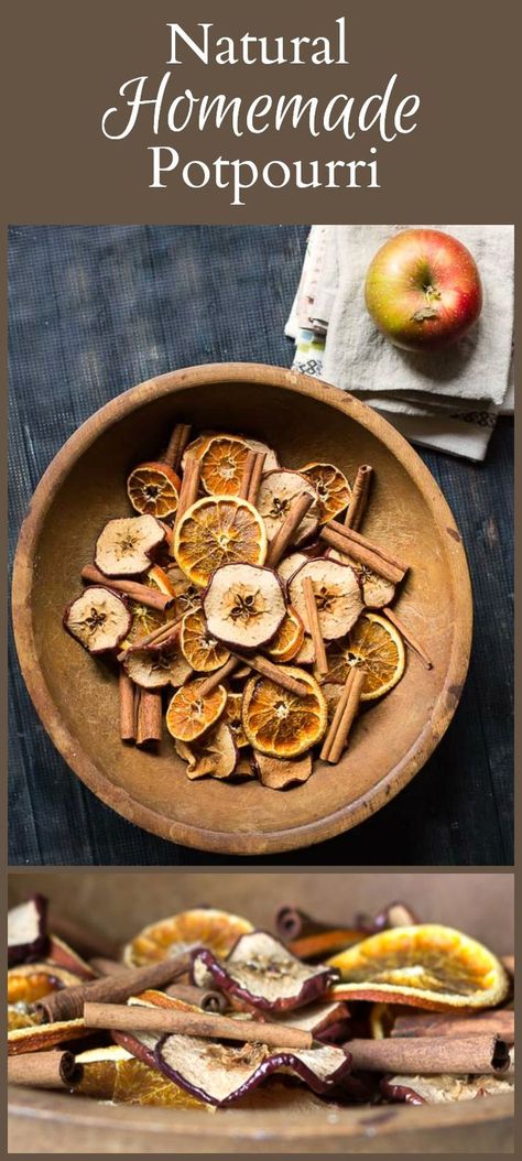 Homemade potpourri made with natural apples, orange slices and cinnamon sticks is a great way to bring a little beautiful and fragrance to your home. #natural #fragrance #potpourri #driedorange #driedapple Winter Potpourri, Natural Potpourri, Rustic Powder Room, Dried Potpourri, Homemade Potpourri, Simmer Pot Recipes, Stove Top Potpourri, Simmering Potpourri, Potpourri Recipes