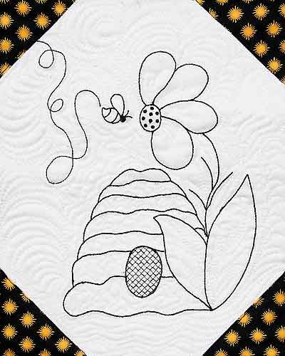 Beehive Quilt Pattern Free | Beez Designs for Hand Embroidery Pattern (E-Z Beez-y book included) at ... Beehive Quilt, Quilt Pattern Free, Bee Embroidery, Redwork Embroidery, Deco Pattern, Double Wedding, Garden Quilt, Folk Embroidery, Needle Punch