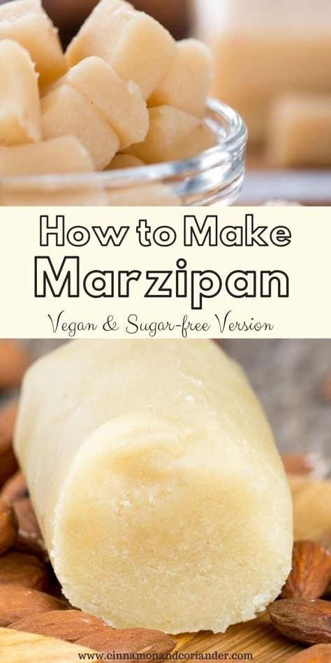 Learn how to make marzipan at home using simple ingredients. Recipe for Sugar-free and vegan marzipan included! Use this authentic German marzipan recipe for baking and cake decoration. #marzipan #homemade #christmas Marzipan Cookies Recipe, Vegan Marzipan, German Marzipan, Homemade Marzipan Recipe, How To Make Marzipan, Almond Paste Recipes, Marzipan Recipe, Marzipan Cake, Homemade Truffles