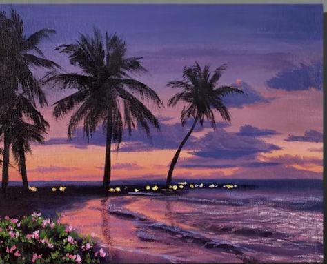 Tropical Landscape Drawing, High By The Beach, Tropical Landscaping, Landscape Drawings, Sky Aesthetic, National Geographic, Pastel, Oil Painting, Drawings