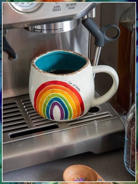 Looking for the perfect coffee mugs to elevate your morning brew experience? Look no further! Explore a curated selection of stylish and functional coffee mugs that are sure to make your mornings even better. Whether you prefer a classic design or something more unique, we've got you covered. Start your day off right with the perfect coffee mug! Rainbow Ceramic Mug, Rainbow Mug Design, Pottery Painting Rainbow, Rainbow Pottery Painting Ideas, Paint Your Own Pottery Ideas Mug Coffee Cups, Hand Painted Ceramic Mugs, Paint Your Own Pottery Ideas, Pottery Rainbow, Rainbow Pottery