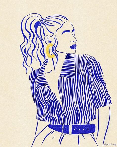 Blue Drawings, Vibes Art, Shirt Illustration, Watercolor Projects, Tableau Art, Woman Illustration, Art Et Illustration, Fashion Wall Art, Illustrations And Posters