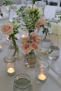 The Odd Willow: Why Rent Antique? peach roses vintage jelly jar vase Milk Bottle Centerpiece, Milk Bottle Vases, Vintage Milk Bottles, Bottle Centerpieces, Rental Business, Hippie Wedding, Wedding Floral Centerpieces, Roses Vintage, Milk Bottles