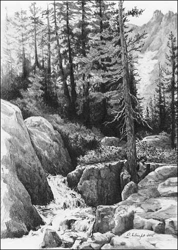 'Ansel Adams Trail' by Diane Wright Graphite Pencil Drawings, Landscape Pencil Drawings, Pencil Drawing Tutorials, Drawing Hair, Landscape Sketch, Charcoal Drawings, Pencil Shading, Nature Drawing, Grayscale Coloring