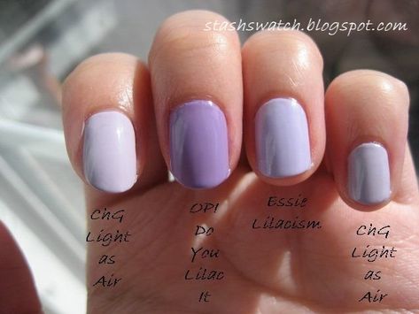 Essie Lilacism, Lilac Nail Polish, Lavender Nail Polish, Light Purple Nails, S And S Nails, Opi Nail Colors, Lilac Nails, Lavender Nails, Dip Powder Nails