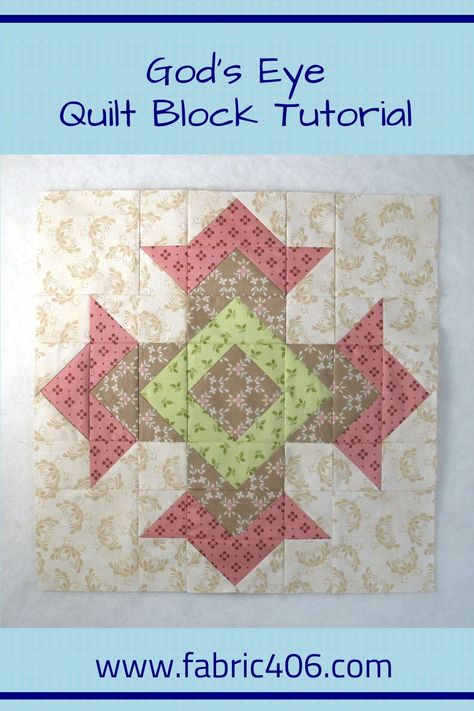 Today let's take a look at how to piece the traditional quilt block called God's Eye. This 16" block pattern design uses mostly Half Square Triangles (HST) and Flying Geese components along with squares and a Square in a Square center unit. It is a stunning block! While there are lots of pieces, we'll sew them in sections so as to keep it all manageable. Let's get sewing! Gods Eye Quilt Block, God Eye, Witch Quilt, Machine Binding, Pretty Quilts, Traditional Quilt Patterns, God's Eye, Block Quilts, Fun Quilt