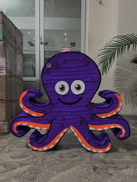 Under The Sea Pinata Ideas, Ocean Pinata, Under The Sea Pinata, Octopus Pinata, Underwater Theme Party, Vbs Ocean Theme, Beach Crafts For Kids, Under The Sea Crafts, Under The Sea Decorations