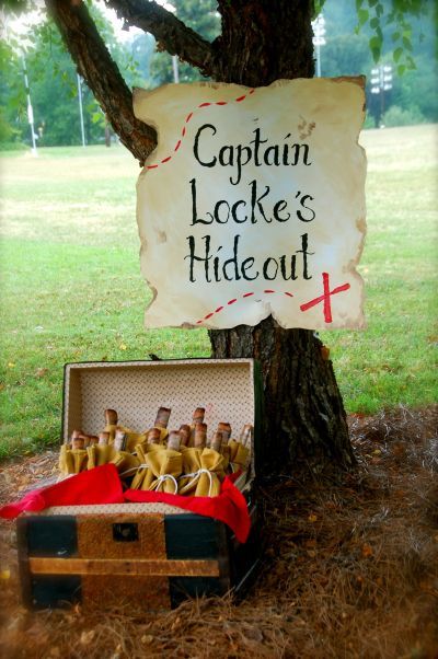 Captain Locke's hideout.  See more pirate birthday party ideas and birthday parties for kids at www.one-stop-party-ideas.com Treasure Hunt Party Decorations, Treasure Hunt Theme Decorations, Treasure Hunt Decoration Ideas, Pirate Birthday Party Ideas, Combined Birthday Parties, Pirate Theme Party, Ahoy Matey, Pirate Day, Pirate Birthday Party