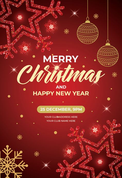 Merry Christmas And Happy New Year Party Poster Or Flyer Design#pikbest#Templates#Poster Happy New Year 2024 Flyer Design, Christmas Offer Poster, Christmas Layout Design, New Year Advertising, Christmas Design Graphic Illustration, New Year Banner Design, New Year Party Poster, New Year Poster Design, Happy New Year Poster