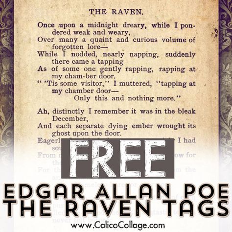 Freebies – Page 5 – CalicoCollage Edgar Allan Poe The Raven, Ephemera Cards, Printable Collage Sheet, Free Vintage Printables, Allen Poe, Edgar Allen Poe, Witch Books, Vintage Junk Journal, The Raven