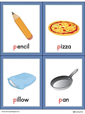 Letter P Words and Pictures Printable Cards: Pencil, Pizza, Pillow, Pan (Color) Worksheet.The Letter P Words and Pictures Printable Cards can be used for flashcards, various games, and help your student associate unfamiliar words with a picture. Colorful picture cards for the words: pencil, pizza, pillow, and pan. Alphabet Word Wall Cards, Letter P Crafts, Alphabet Word Wall, Pizza Pillow, Jolly Phonics Activities, Alphabet Flash Cards Printable, Teaching Letter Sounds, Vocabulary Flash Cards, Alphabet Words