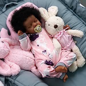 Amazon.com: JIZHI Lifelike Reborn Baby Dolls Black -17Inch Baby-Soft Body & Curls Realistic-Newborn Baby Dolls African American Real Life Baby Dolls Cloth Body with Feeding Kit & Gift Box for Kids Age 3+ : Toys & Games Reborn Baby Dolls Black, Real Life Baby Dolls, Black Baby Dolls, Realistic Baby Dolls, Lifelike Dolls, Reborn Baby Girl, Newborn Baby Dolls, African American Dolls, Vinyl Gifts