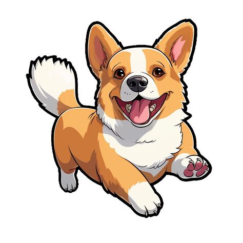 Corgi Digital Art, Cute Corgi Drawing, Corgi Illustration, Cartoon Corgi, Corgi Cartoon, Fantasy Samurai, Corgi Drawing, Corgi Art, Making Stickers