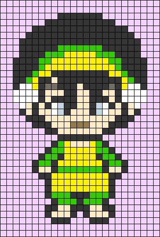 Avatar The Last Airbender Pixel Art Grid, Atla Perler Beads, Avatar Pixel Art, Pixel Avatar, Avatar Last Airbender, Toph Beifong, Grid Art, Perler Art, Easy Pixel Art