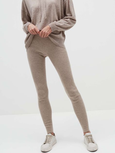 Beige Rib knit leggings | Stefanel Knit Pants Outfit, Cashmere Leggings, Beige Leggings, Thick Leggings, Knit Tights, Ribbed Leggings, Knit Leggings, Knit Pants, Knit Set