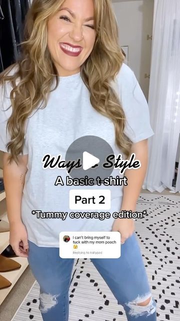 Jeans And Tshirt Photoshoot, How To Make Jeans And A Tshirt Look Cute, Jeans With Tshirt Outfit, Tee Shirt Hacks, How To Style A White Tshirt, Long T Shirt Hacks, How To Style Oversized Shirt Tees, Oversized T Shirt Hacks, Plus Size Tshirt Outfits