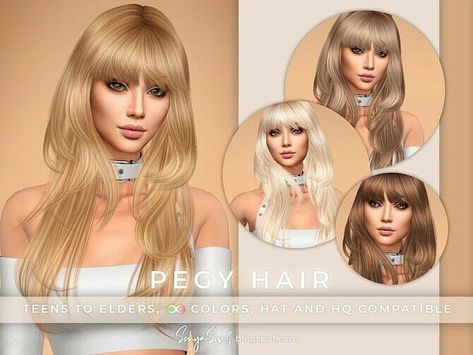 Wow! Check out this Pegy Hair At Sonya Sims Sims 4 CC! Sonya Sims – Hairstyles, New Hair Mesh: Pegy Hair. Long straight hair for your sims with fringe (bangs). All LODs (essential for gameplay performance). Teens to elders. HQ and hat compatible. Almost unlimited colors. #sims #sims4 #sims4cc #gaming Sims 4 Long Hair Bangs, Sims 4 Cc Hair Bangs, Sims Hairstyles, Hair Long Straight, 4 Hairstyles, Fringe Bangs, Straight Bangs, Fringe Hairstyles, Long Hair With Bangs