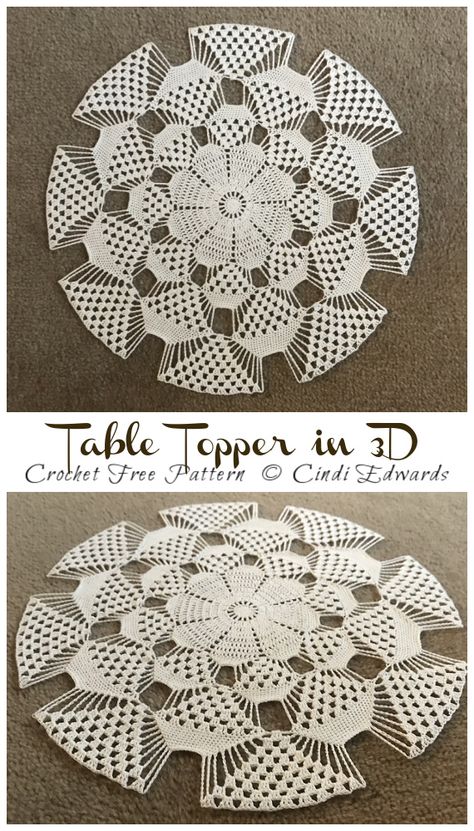 3D Doily Table Topper Crochet Free Pattern [Video] - Decorative #Doily; Free #Crochet; Patterns Modern Crochet Doily, Crochet Lace Doily Patterns, 3d Doily Crochet Pattern, Crochet Thread 10 Free Pattern, Lace Crochet Projects, Free Doily Crochet Patterns In English, Dollies Crochet Free Pattern, Crochet Doily Diagram Charts, Crochet Doily Diagram Free Pattern