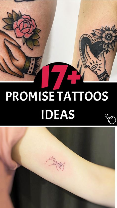 Celebrate everlasting connections with meaningful promise tattoos that symbolize enduring love and commitment. These designs transcend mere skin art, embodying unbreakable promises to oneself and loved ones alike. From intricate knotwork to heartfelt quotes, each tattoo carries a unique significance reflecting eternal loyalty and affection. Mark your devotion proudly, allowing your promise tattoo to shine as a constant reminder of everlasting bonds. Promise Symbol Tattoo, Pinky Promise Tattoo With Flowers, Pinkie Promise Tattoo, Eternal Love Tattoo, Spouse Tattoos, Pinky Promise Tattoo, Meaningful Symbol Tattoos, Promise Tattoo, King And Queen Crowns