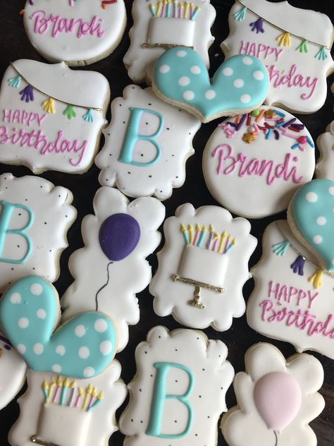 Mini Birthday Cookies Decorated, Simple Birthday Cookies Decorated, Birthday Sugar Cookies, Cutout Cookie, Happy Birthday Cookie, Cookies Birthday, Royal Iced Cookies, Birthday Cookie, Cake Stuff