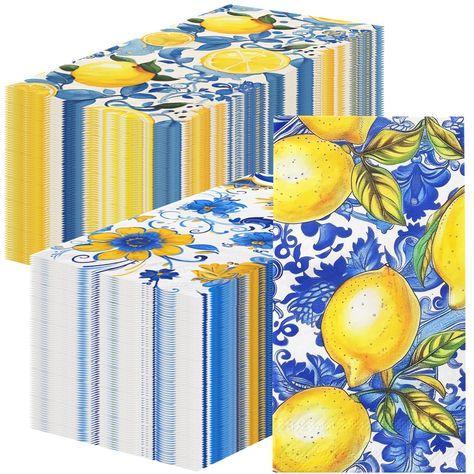 PRICES MAY VARY. Lemon theme: mediterranean capri lemon themed napkins with classic images, the capri lemon napkins set are designed with capri lemon and blue tiles patterns. making your party full of the lemon atmosphere, add a touch of cute and freshness to your party. if you want to have a creative party, then you must not miss this set of napkins. this set of italian summer party decorations can be a great experience for your children and their friends value package: you will receive 40pcs l Amalfi Bridal Shower Ideas, Amalfi Coast Baby Shower Theme, Italian Summer Party Theme, Amalfi Coast Party, Italian Summer Party, Lemon Party Decorations, Capri Lemon, Italian Engagement, Greek Party Theme