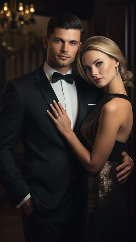 Black Tie Wedding Attire, Cocktail Length Dress, Elegant Couple, Couple Dress, Black Tie Affair, Dress Appropriately, Black Tie Wedding, Photo Couple, Couple Photography Poses