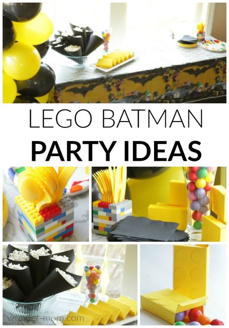 LEGO batman party ideas!  check out the full post for all the tutorials to construct the best LEGO batman birthday party ever! #lego #legobatmanmovie #legoparty #legobatman #party #birthdayparty #kids #kidsparty #kidsbirthday #diy #tutorial Batman Lego Party, Batman Birthday Party Games For Kids, Outdoor Batman Birthday Party, Lego Batman Birthday Party, Lego Batman Video Game, Lego Batman Birthday, Batman Birthday Party, Perfect Birthday Party, Batman Party