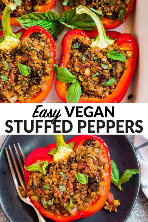 Vegan Stuffed Bell Peppers, Protein Rice, Vegan Stuffed Peppers, Stuffed Peppers With Rice, Quinoa Stuffed Peppers, Cheap Vegan, Easy Protein, Dinner Vegan, Food Vegetarian