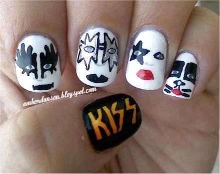 . Chloe Nails, Music Nails, Rock Nails, Band Nails, Kiss Nails, Get Nails, Cool Nail Art, Trendy Nails, Halloween Nails