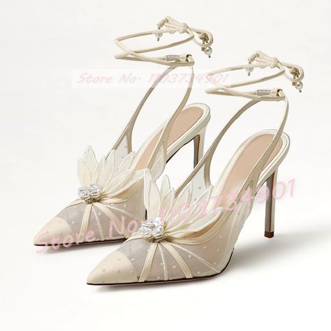 Blue Mesh Flower Luxury Sandals Women Elegant Beige Stiletto High Heels Shoes Ladies Fashion Pearl Short Heel Wedding Shoes, Italian Vibes, Unique Wedding Shoes, Wedding Extras, Spain Wedding, Tie Heels, Cowboy Shoes, Sushi Night, Bridal Shoe