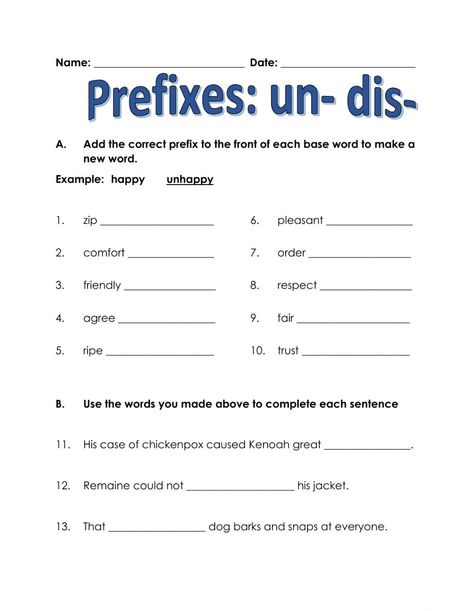 Prefixes Worksheets For Grade 3, Prefix Un Worksheet, Prefixes And Suffixes Worksheets Grade 4, Prefixes And Suffixes Worksheets, Prefixes Worksheet, Picture Sequencing, Prefix Un, Punctuation Activities, Prefix Worksheet