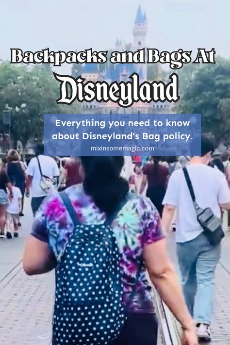 If you're heading to Disneyland, you may be wondering about Disneyland's bag policy. Are their size restrictions? Can you take your bag on rides? In this post I cover everything you need to know about bags at Disneyland. Bag For Disneyland, Disneyland Vacation Planning, Disney Planner, Disneyland Rides, Disneyland Planning, Trip To Disneyland, Disney Board, California Adventure Park, Disneyland Vacation