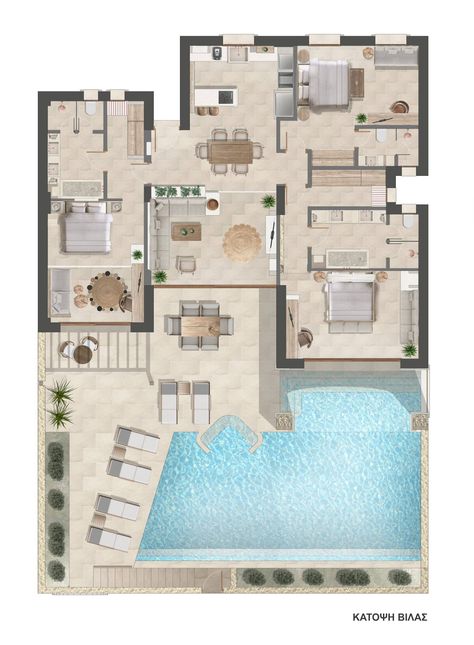 Luxury Sea View Villa in Zakynthos - three Bedroom Villa | Lesante Cape Luxury Greek Villa, Greek Villa, Modern Villas, Jetted Bath Tubs, Greek Villas, Natural Bathroom, Interior Architecture Drawing, Villa Plan, Shower Cabin