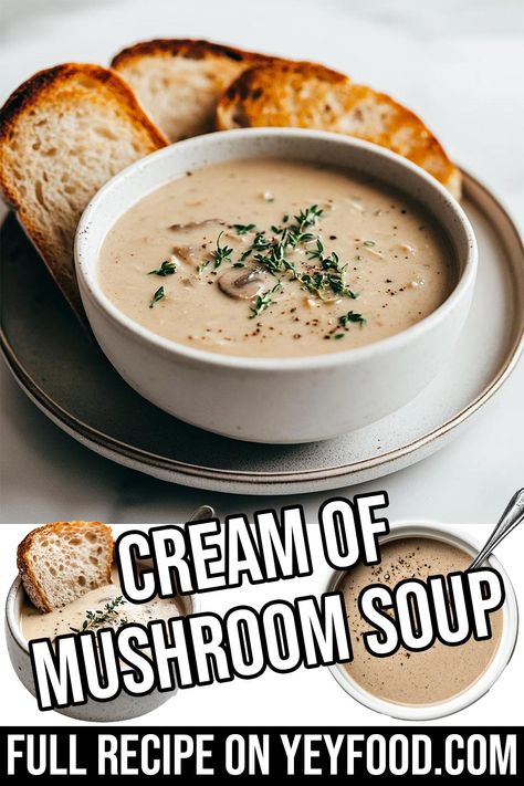 Cream Of Mushroom Soup - Yeyfood.com: Recipes, cooking tips, and kitchen hacks for home cooks of all levels Easy Cream Of Mushroom Soup, Cream Of Mushroom Soup Recipes, Easy Mushroom Soup, Hacks For Home, Mushroom Vegetable, Creamy Mushroom Soup, Mushroom Soup Recipes, Crock Pot Meatballs, Cream Of Mushroom Soup